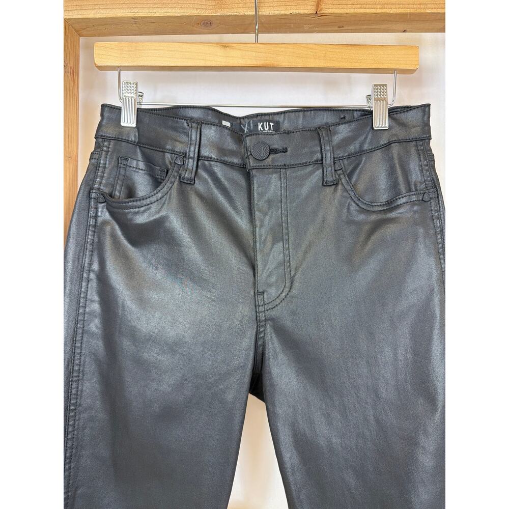 Kut from the Kloth Black Shiny Waxed Denim Jeans Size 6 - Picture 3 of 8